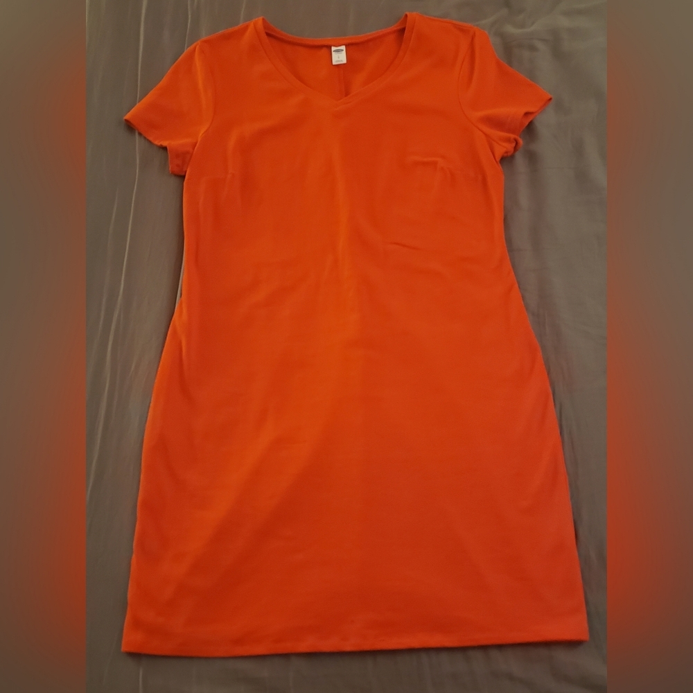 Old Navy Red-Orange V-Neck Short Sleeve Dress